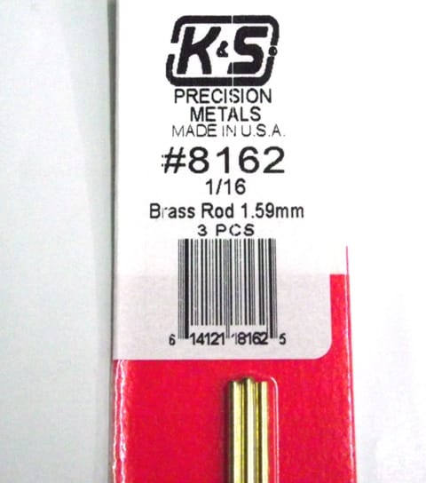 K&S METAL #8162 1:16' SOLID BRASS ROD 3PCS