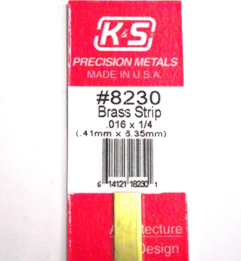 K&S METAL #8230 .016 X 1:4' BRASS STRIP 1PC