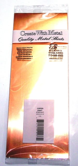 K&S METAL #277 .016 COPPER SHEET METAL 1PC