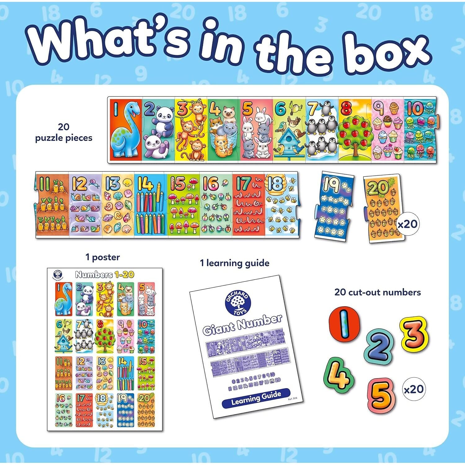 Orchard Toys - Giant Number - Extra Long Jigsaw Puzzle 20pc