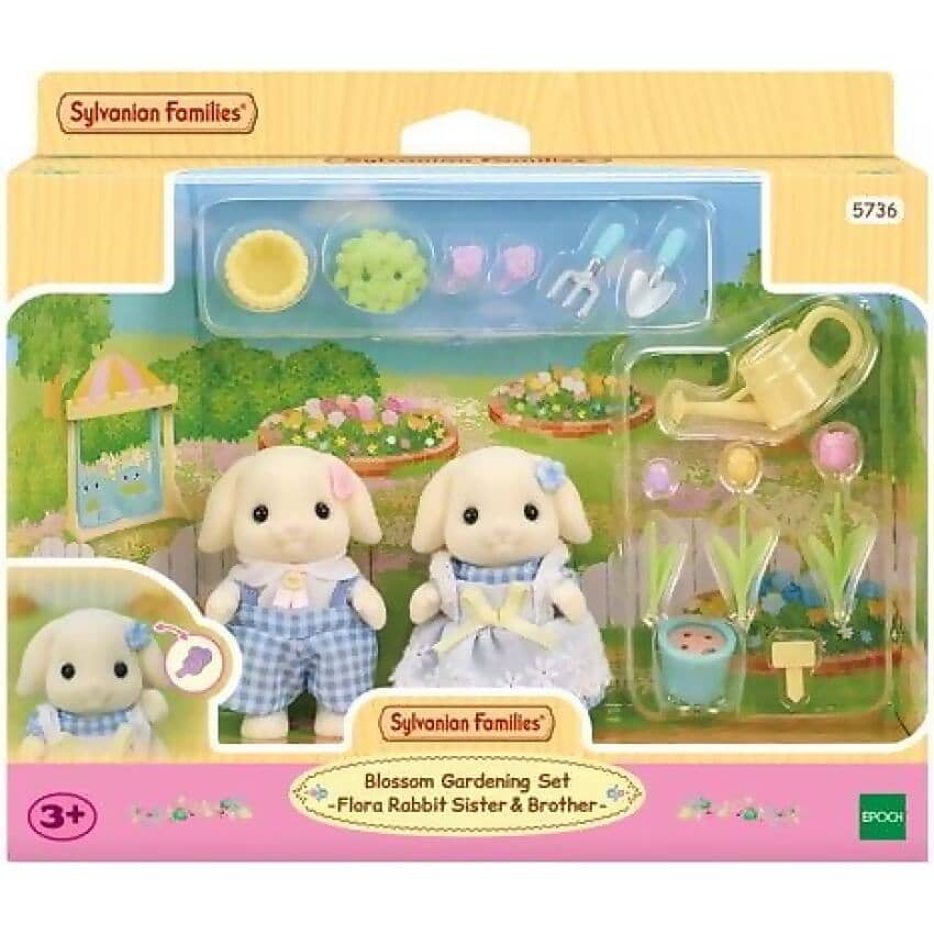 Sylvanian Families - Blossom Gardening Playset Flora Rabbit Sister & Brother