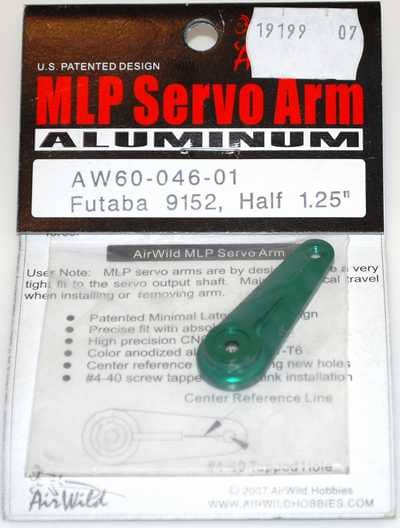 AIR WILD ALUMINIUM SERVO ARM HALF 1.25' SUIT 9152 FUTABA SERVO