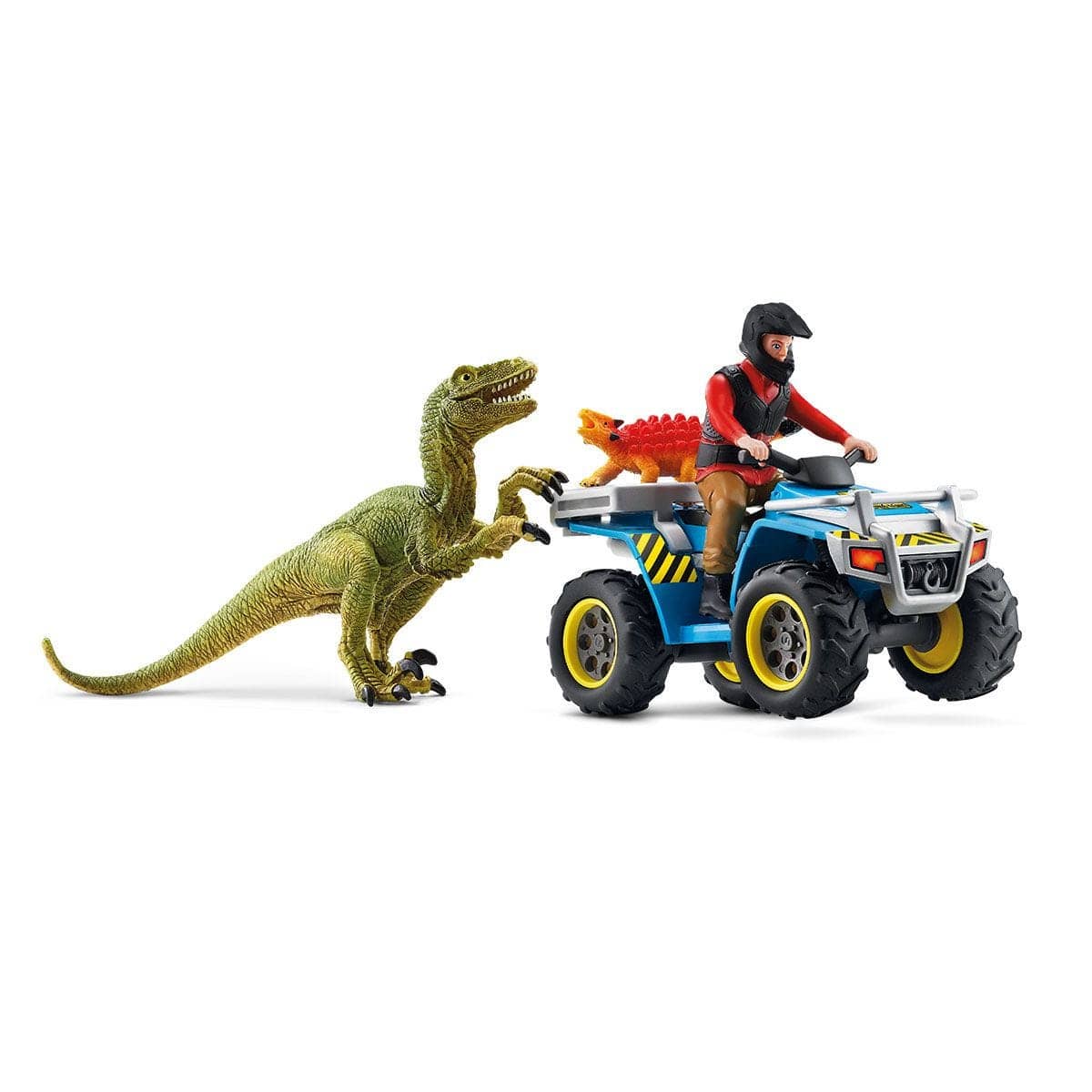 Schleich - Quad Escape From Velociraptor Dinosaur Figurine Animal Playset