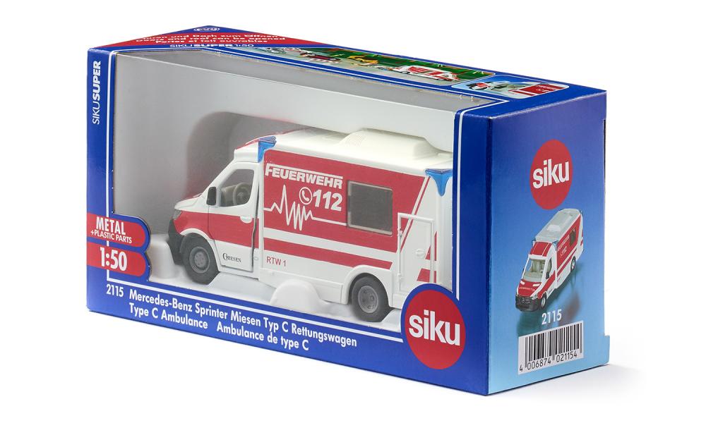 Siku - Mercedes-benz Sprinter Miesen Type C Ambulance Fire Rescue