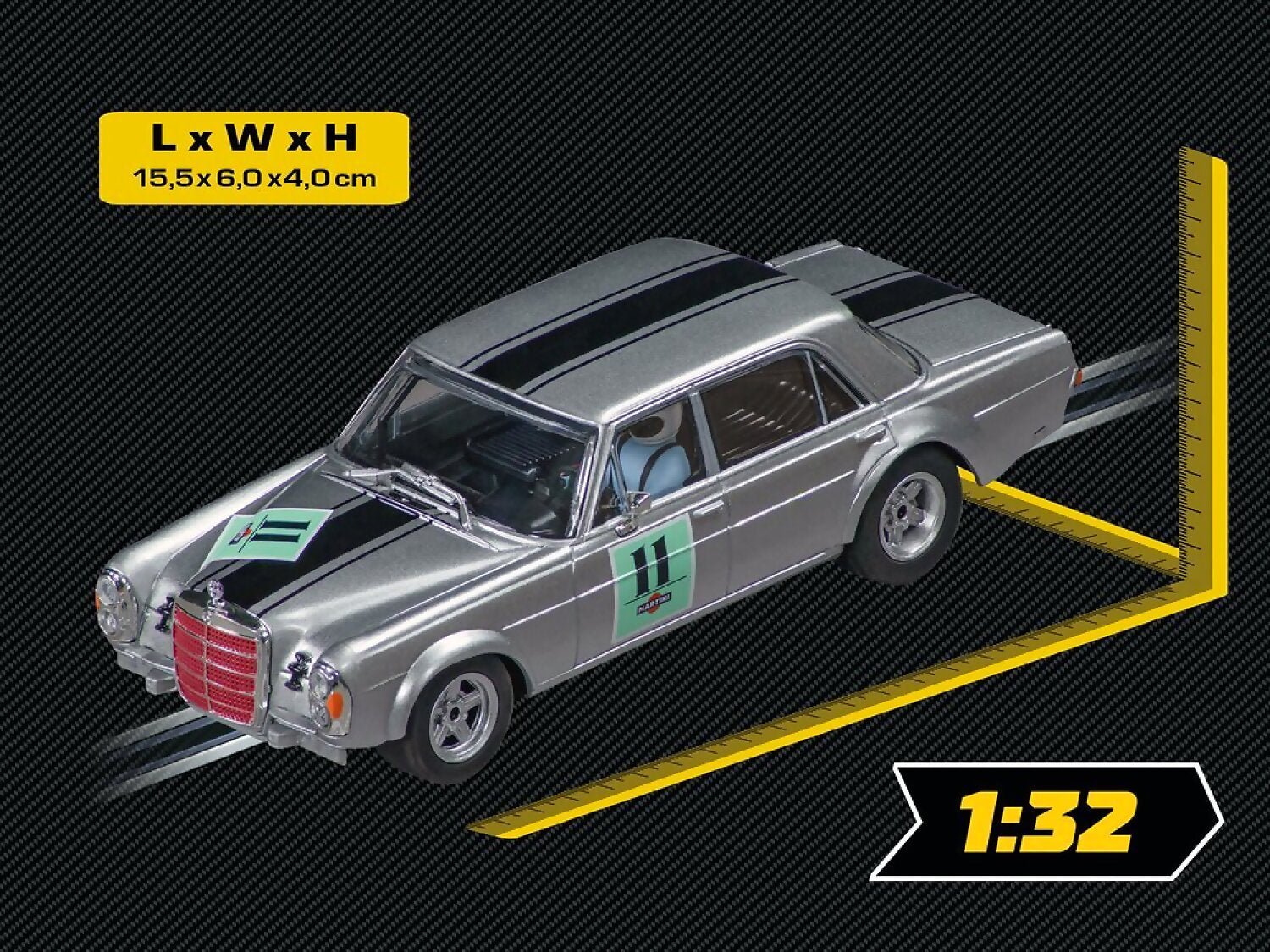 CARRERA - EVOLUTION 1:32 - MERCEDES-BENZ 300 SEL 6.3 AMG PREIS DER NATIONEN 1970 NO.11 SLOT CAR ALSO SUITS SCALEXTRIC