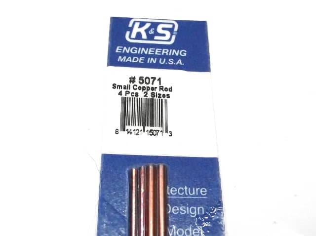 K&S METAL #5071 COPPER ROD 1:16+3/32 12' 2EACH