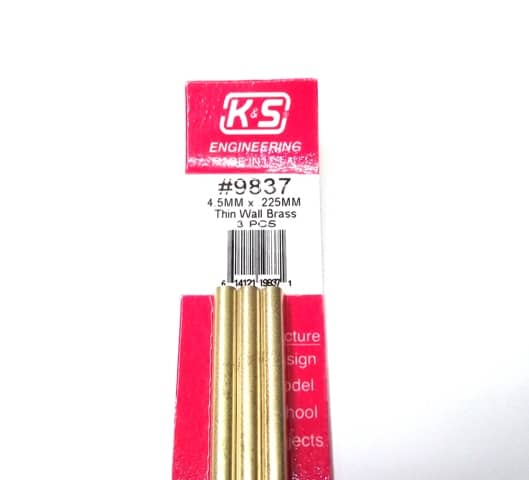 K&S METAL #9837 BRASS ROUND TUBE 4.5X300MM 3PCS