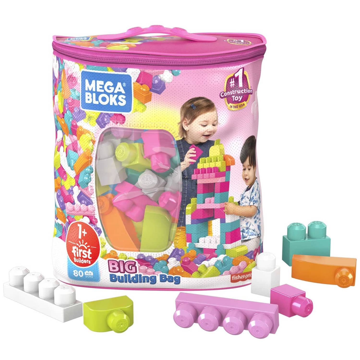 MEGA BLOKS - First Builders Big Building Bag (pink)  - Fisher-Price