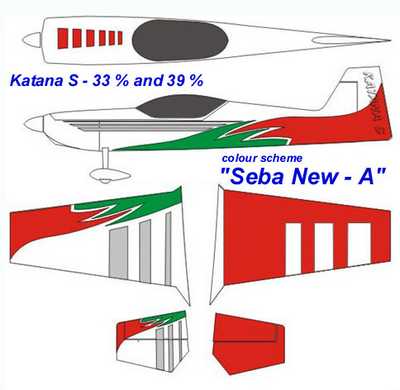 KRILL AIRCRAFT AUSTRALIA -  KATANA 39% SEBA-A RED/WHITE/GREEN CLEAR CANOPY