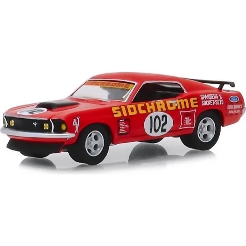 DDA COLLECTIBLES - 1:64 SCALE - 1969 FORD MUSTANG BOSS 302 #102 JIM RICHARDS SIDCHROME RACING - DIECAST MODEL