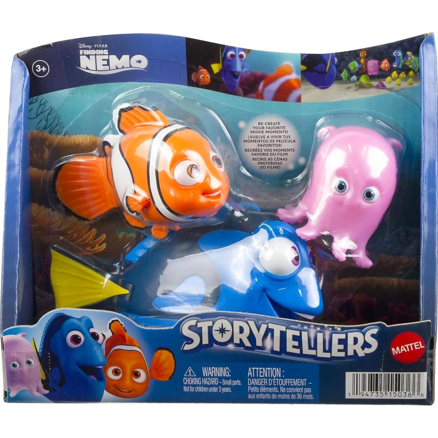 Disney Pixar - Finding Nemo Action Figure Storyteller 3 Pack Nemo Dory And Pearl - Mattel