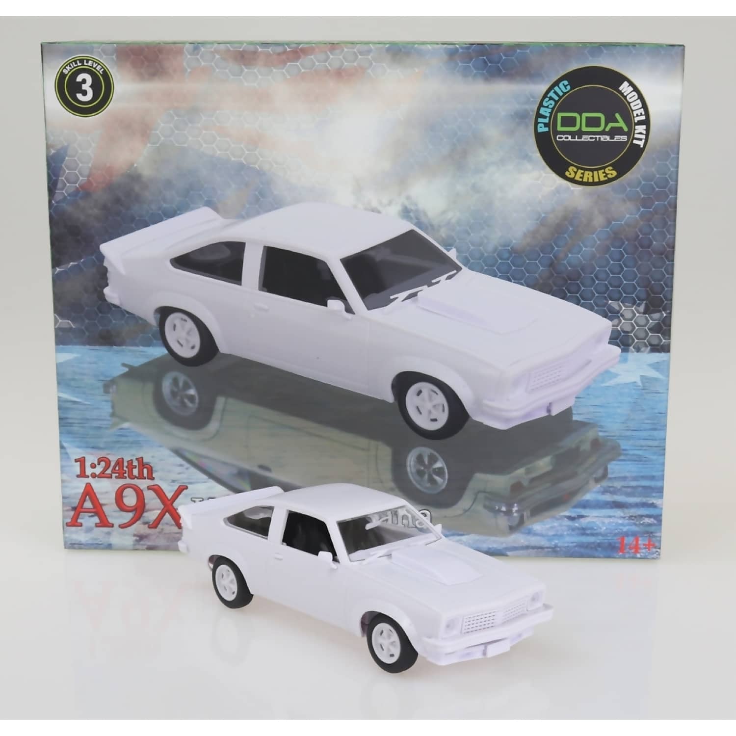 DDA COLLECTIBLES - 1:24 SCALE - A9X HOLDEN TORANA SEALED BODY OPENING BONNET WITH ENGINE - PLASTIC DIECAST MODEL KIT
