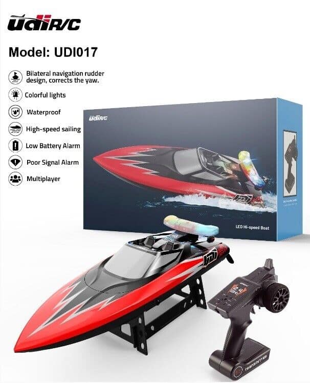UDI RC RTR HI SPEED BOAT WITH LED KIT ANTI TILT FUNC WATER COOLED MOTOR 2.4GHZ