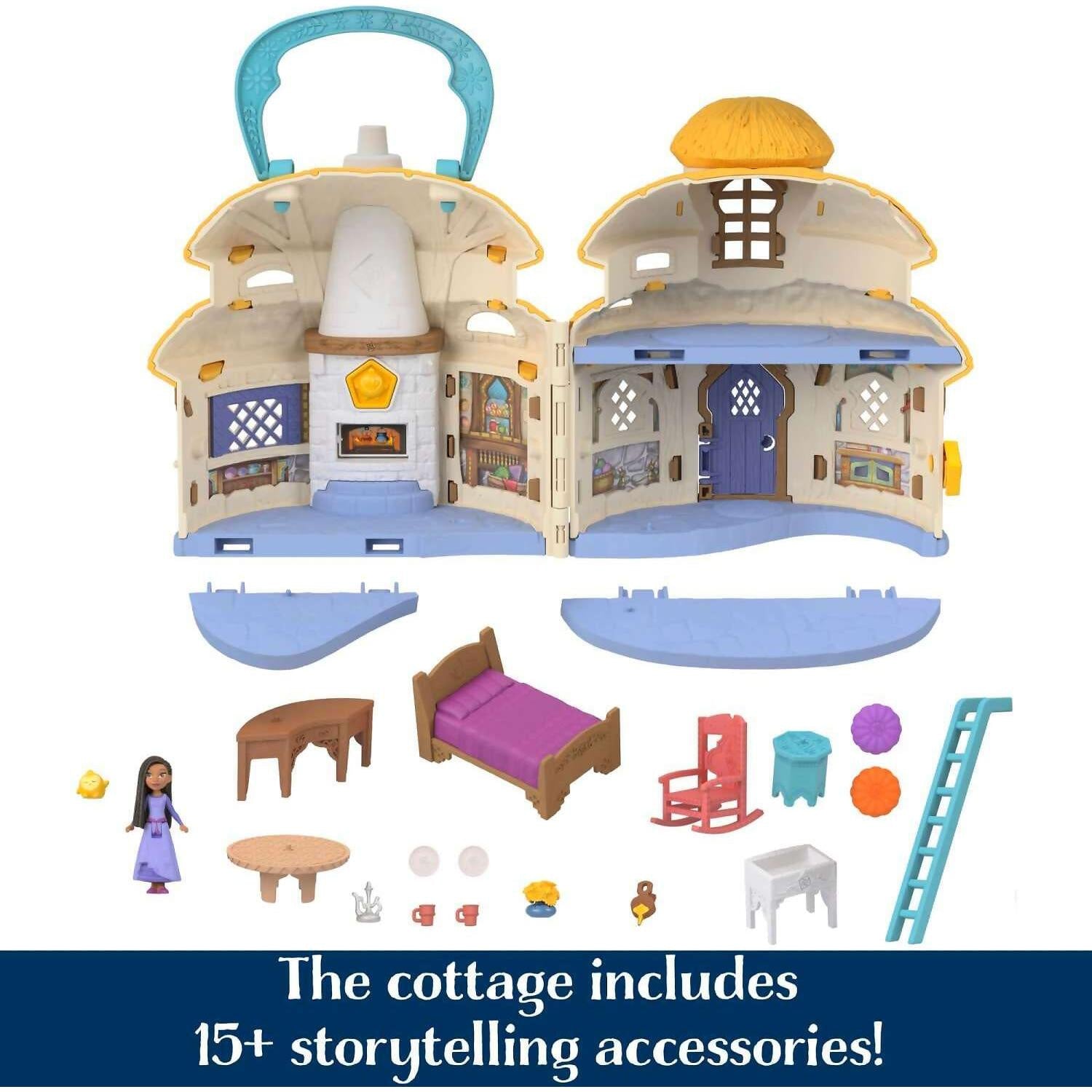 Disney - Wish - Mini Doll & Dollhouse Playset Asha Of Rosas Cottage With Micro Doll Star Figure & 15+ Furniture & Accessories Travel Toys