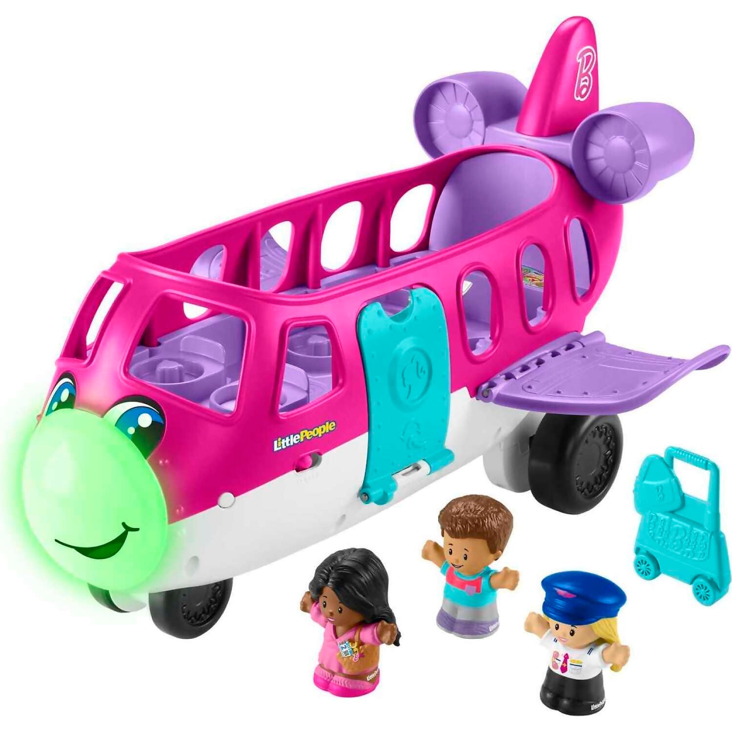 Fisher-Price - Little People Barbie Toy Airplane With Lights Music And 3 Figures - Mattel