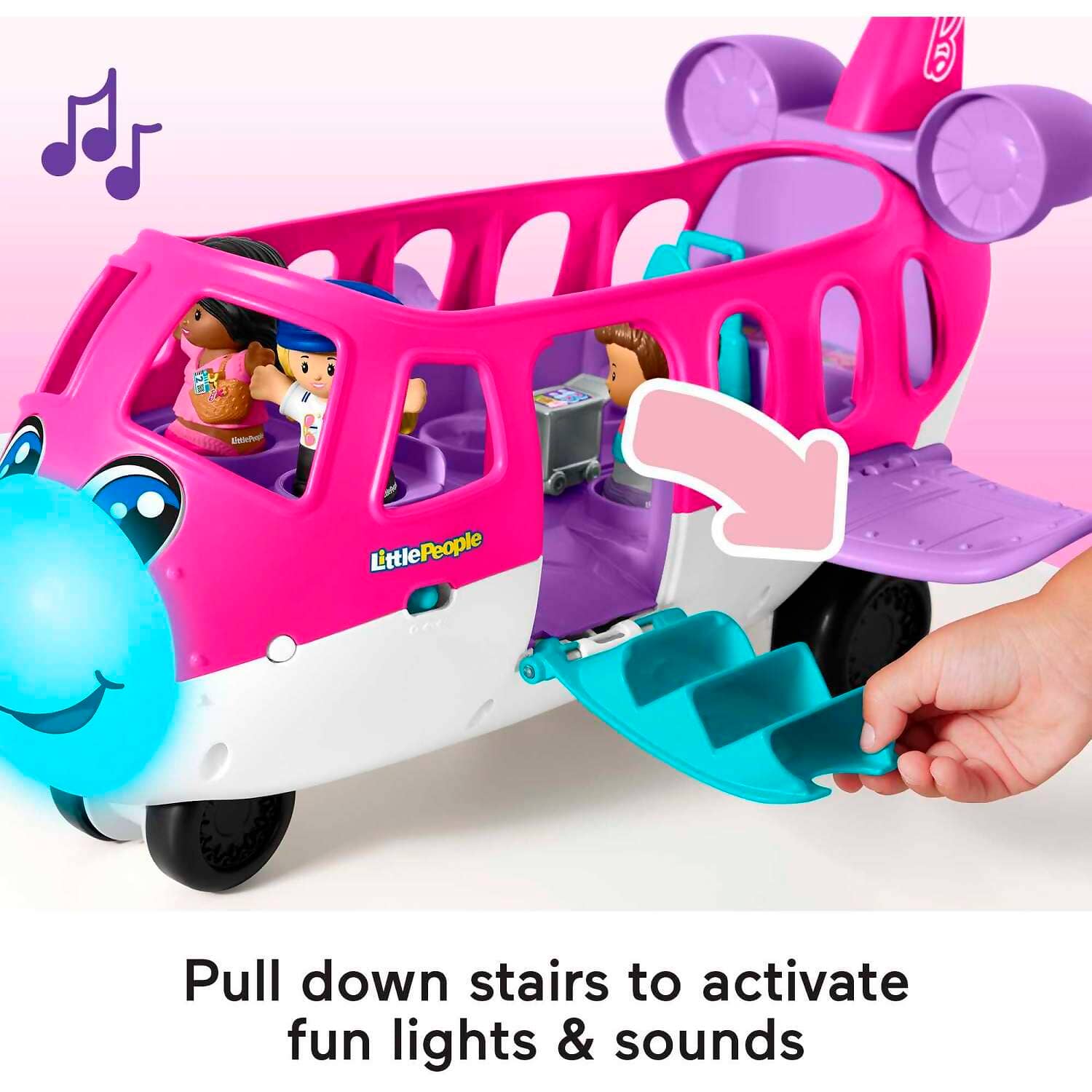 Fisher-Price - Little People Barbie Toy Airplane With Lights Music And 3 Figures - Mattel