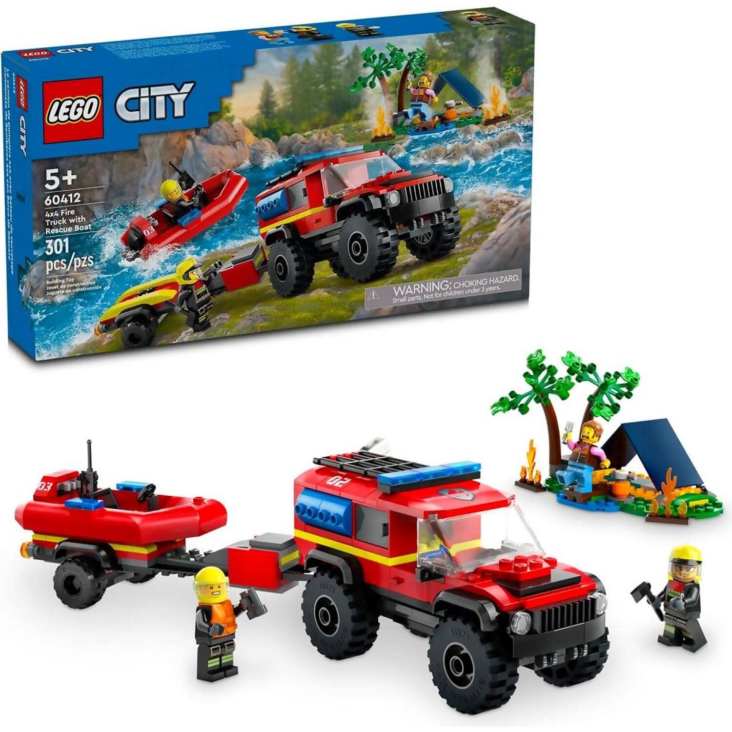 LEGO® 60412 4x4 Fire Truck with Rescue Boat - City