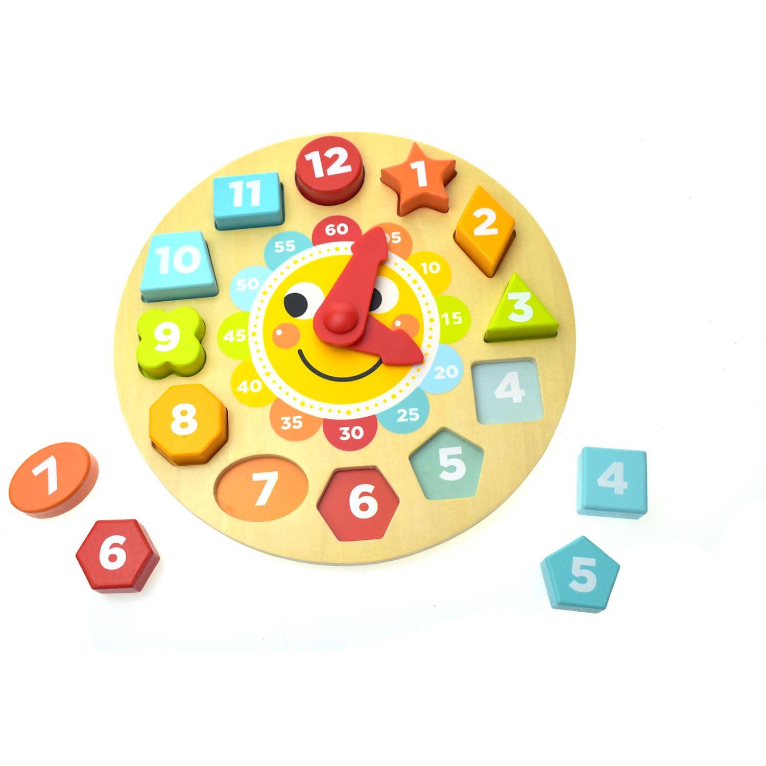 Tooky Toy - Wooden Learning Clock Puzzle - Interactive Time Teaching Toy