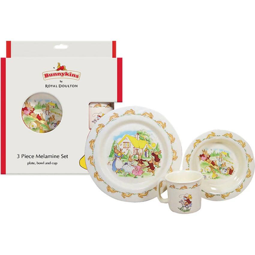 University Games - Bunnykins 3pc Set - Playing Design Red By Royal Doulton