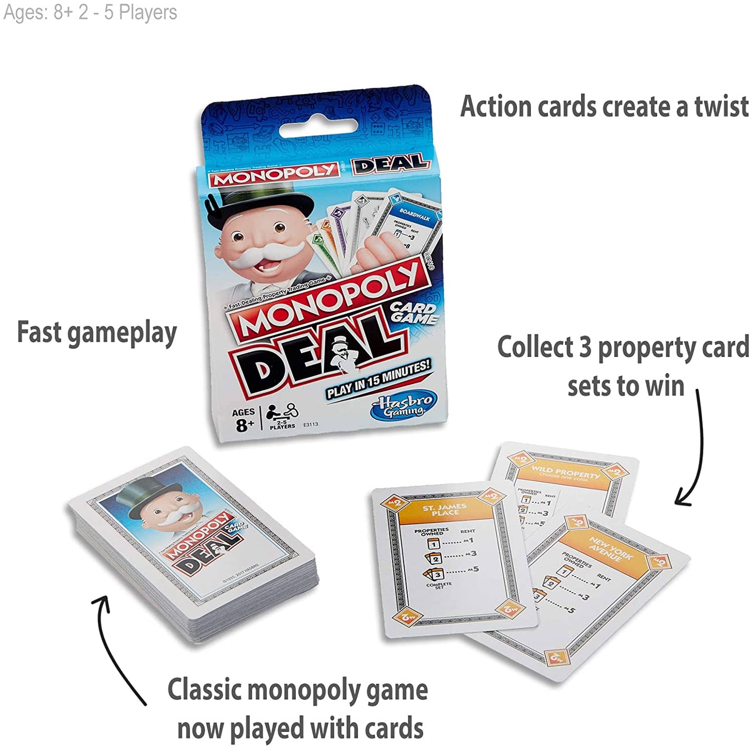 Monopoly - Deal - Card Game - Play In 15 Minutes - Family Board Game Hasbro