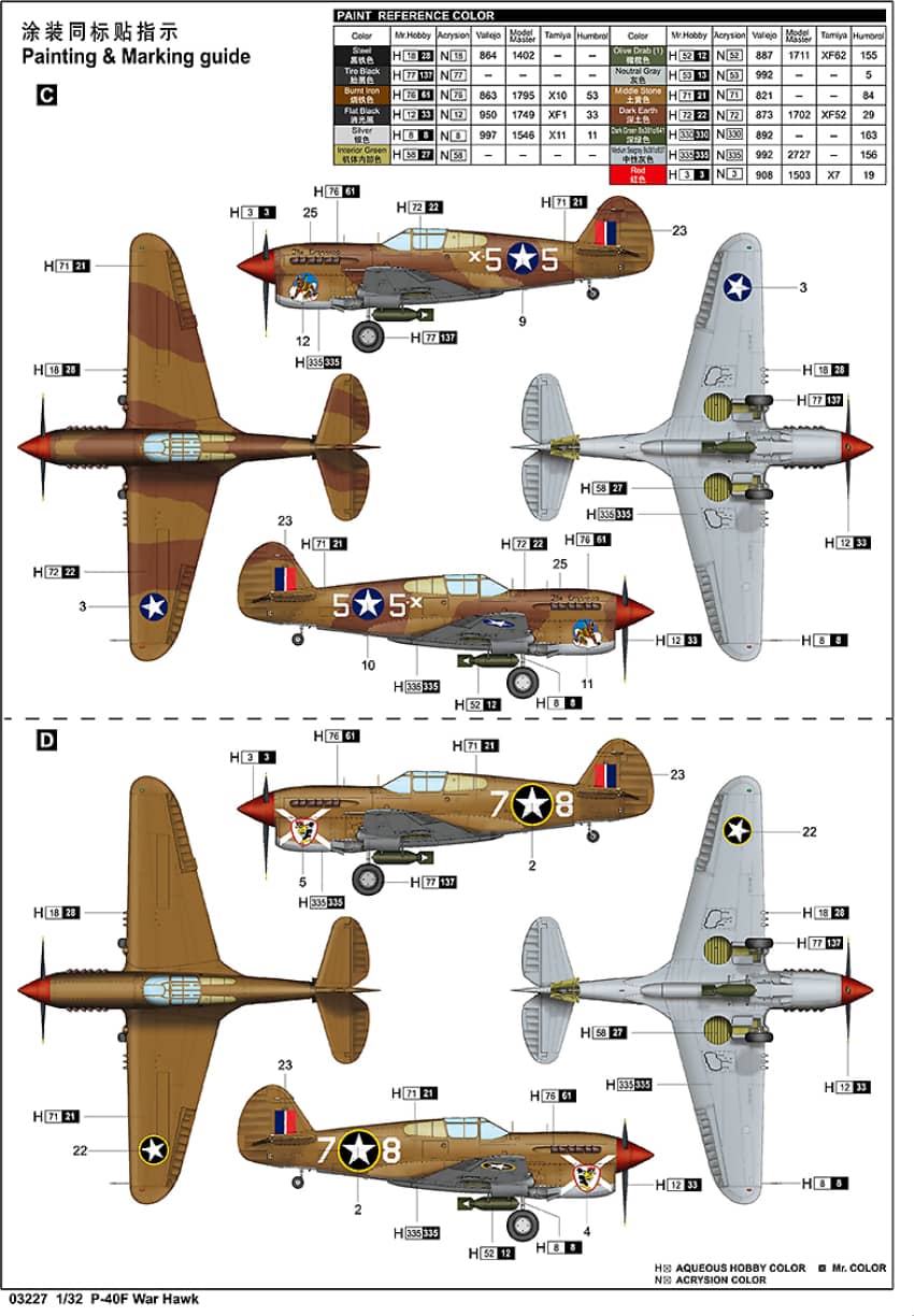 TRUMPETER 1:32 P-40F WARHAWK