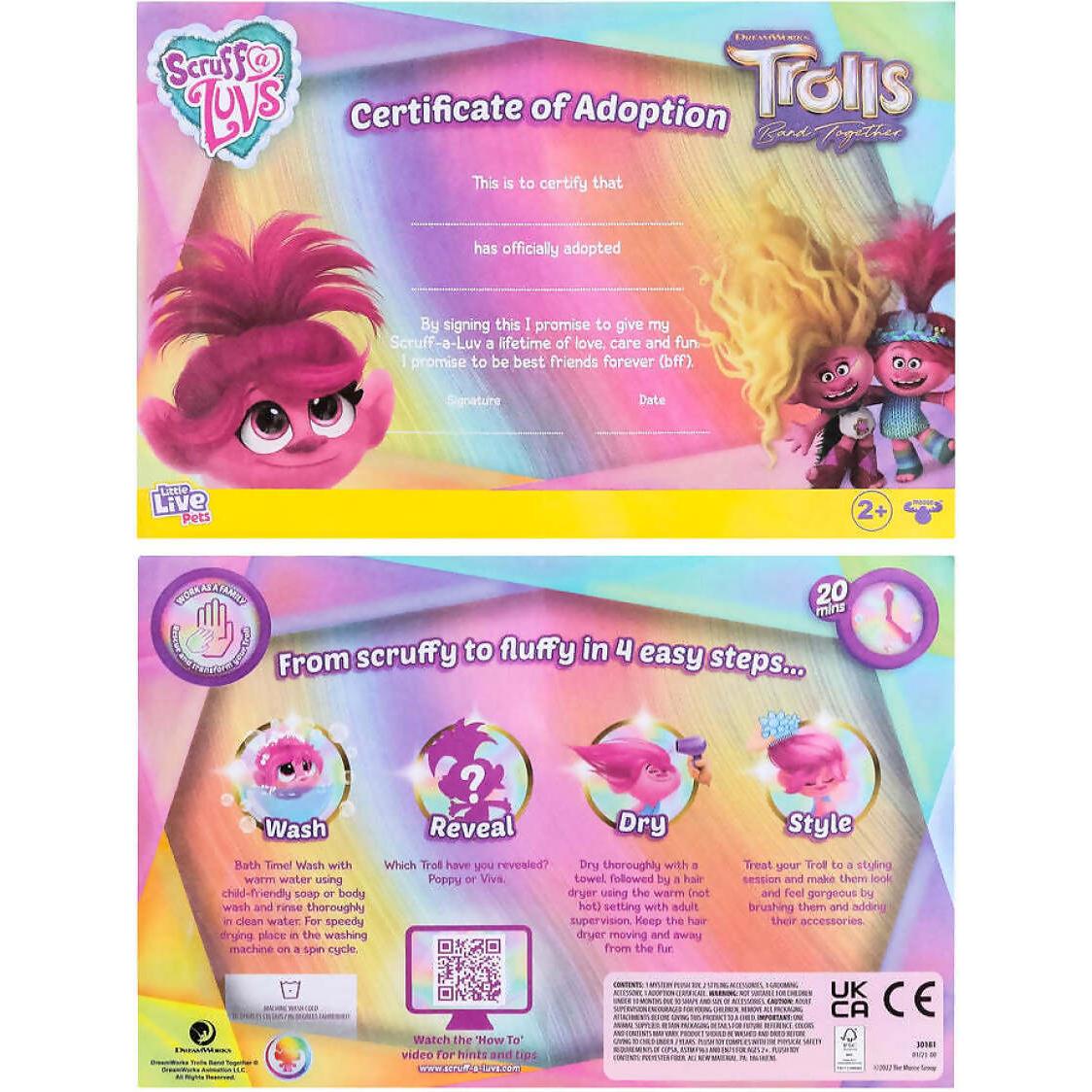 Little Live Pets - Scruff a Luvs Trolls Band Together Reveal. Wash Reveal And Style A Cute Plush Trolls Doll