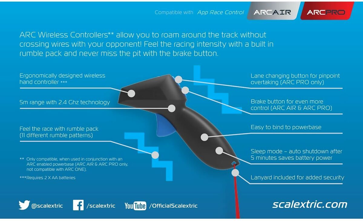 SCALEXTRIC - C8438 ARC AIR AND ARC PRO WIRELESS HAND THROTTLE