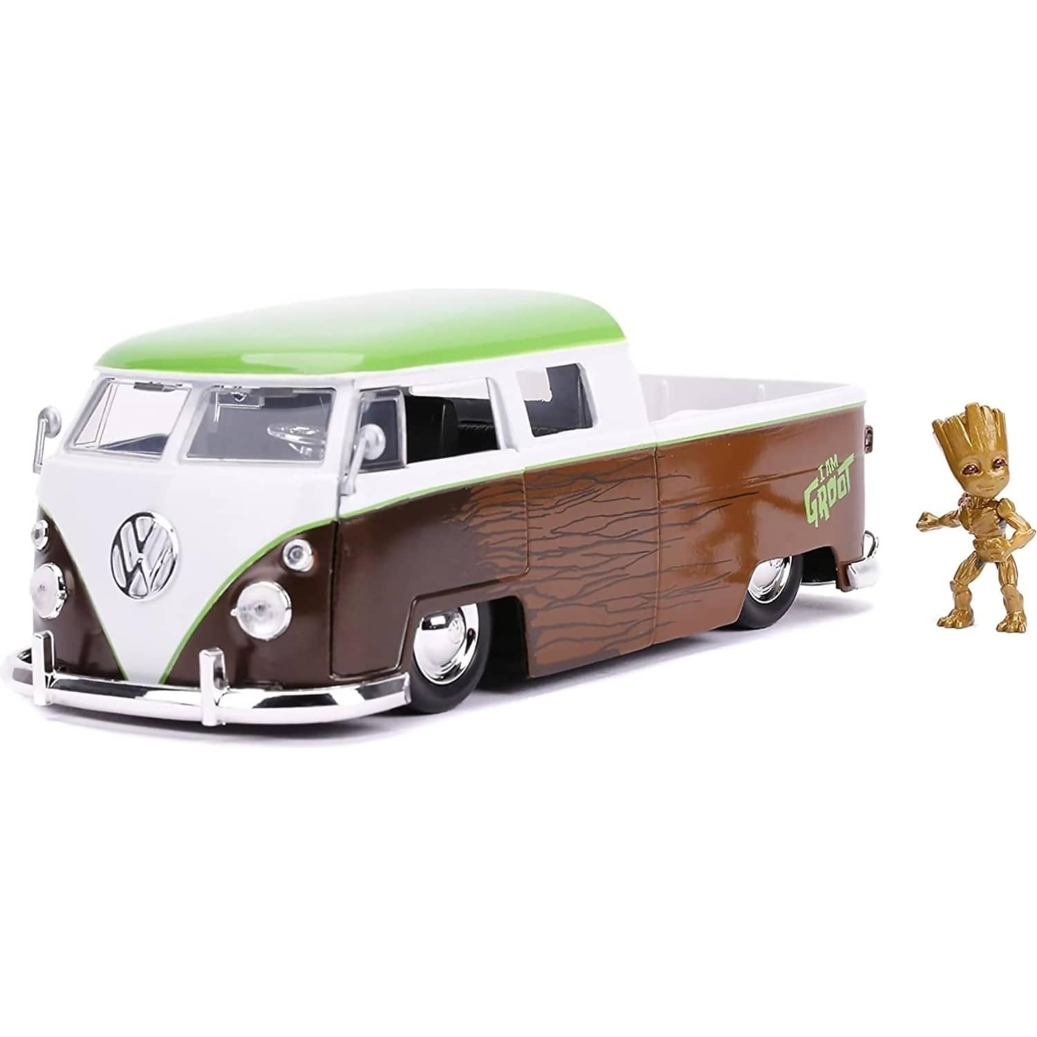 JADA TOYS - MARVEL 1963 VOLKSWAGON BUS PICKUP WITH GROOT 1:24 SCALE DIECAST VEHICLE & FIGURE SET
