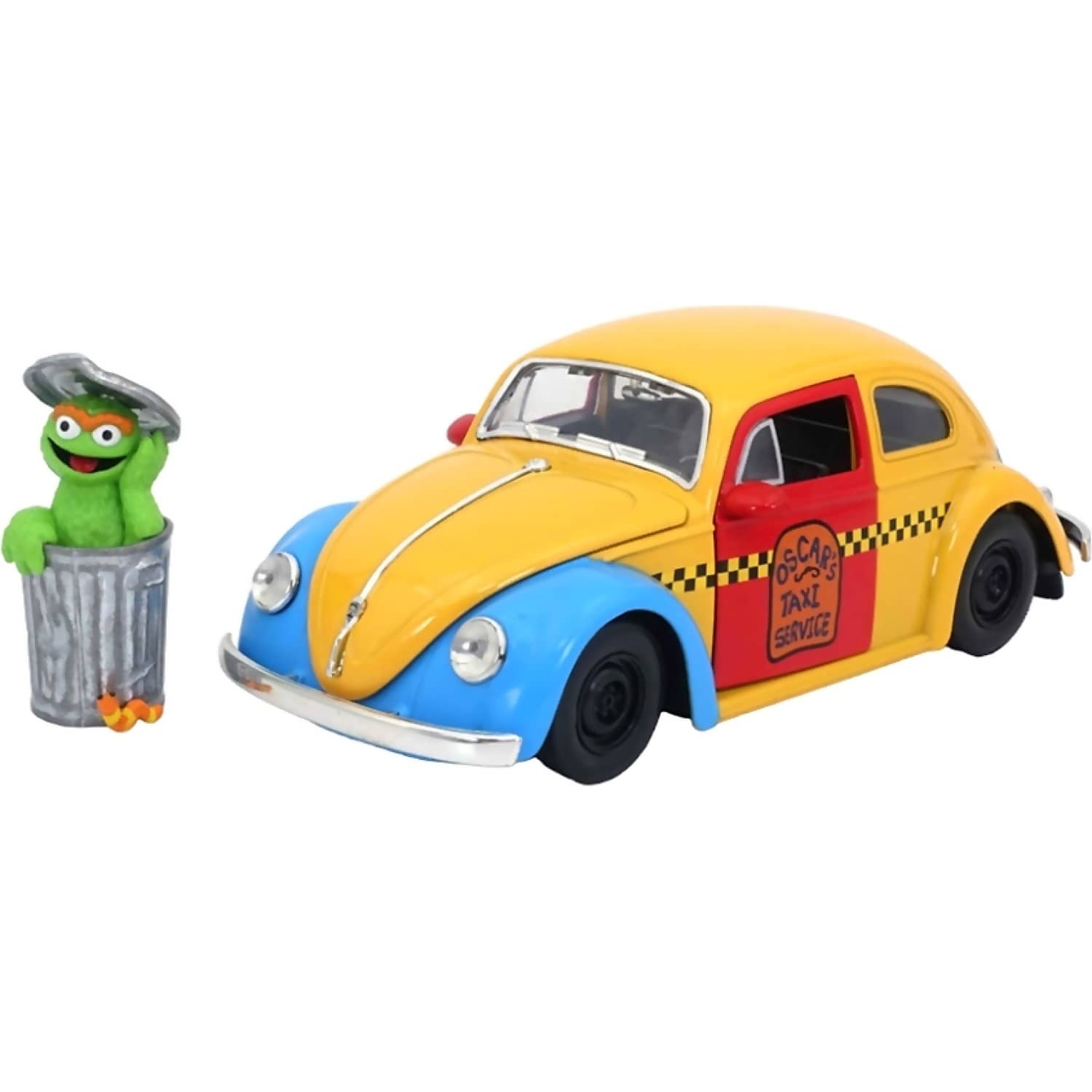 JADA TOYS - SESAME ST 1959 VW BEETLE TAXI WITH OSCAR 1:24 SCALE DIECAST VEHICLE & FIGURE SET
