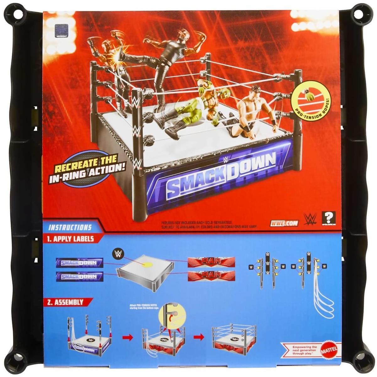 WWE - WWE Superstar Ring Playset With Spring-loaded Mat & 4 Event Apron Stickers (14-inch) - Mattel