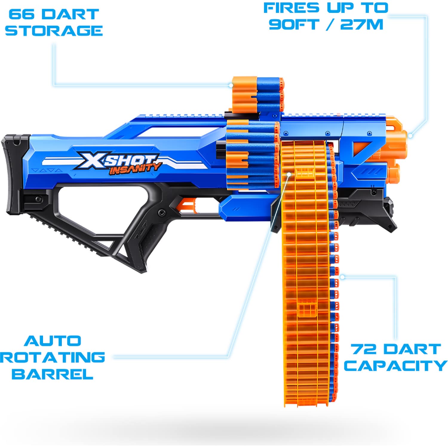 ZURU - X-Shot Insanity Mega Barrel with 72 Darts