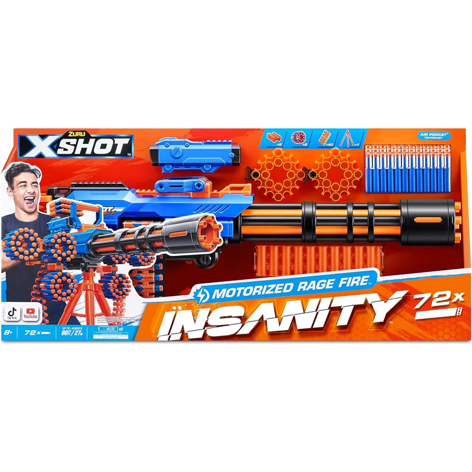 ZURU - X-Shot Insanity Motorized Rage Fire Gatling with 72 Darts