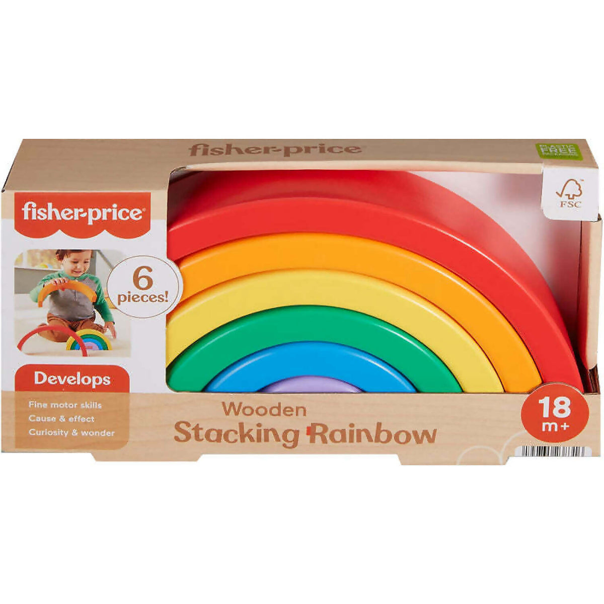 Fisher-Price - Wooden Stacking Rainbow - Mattel