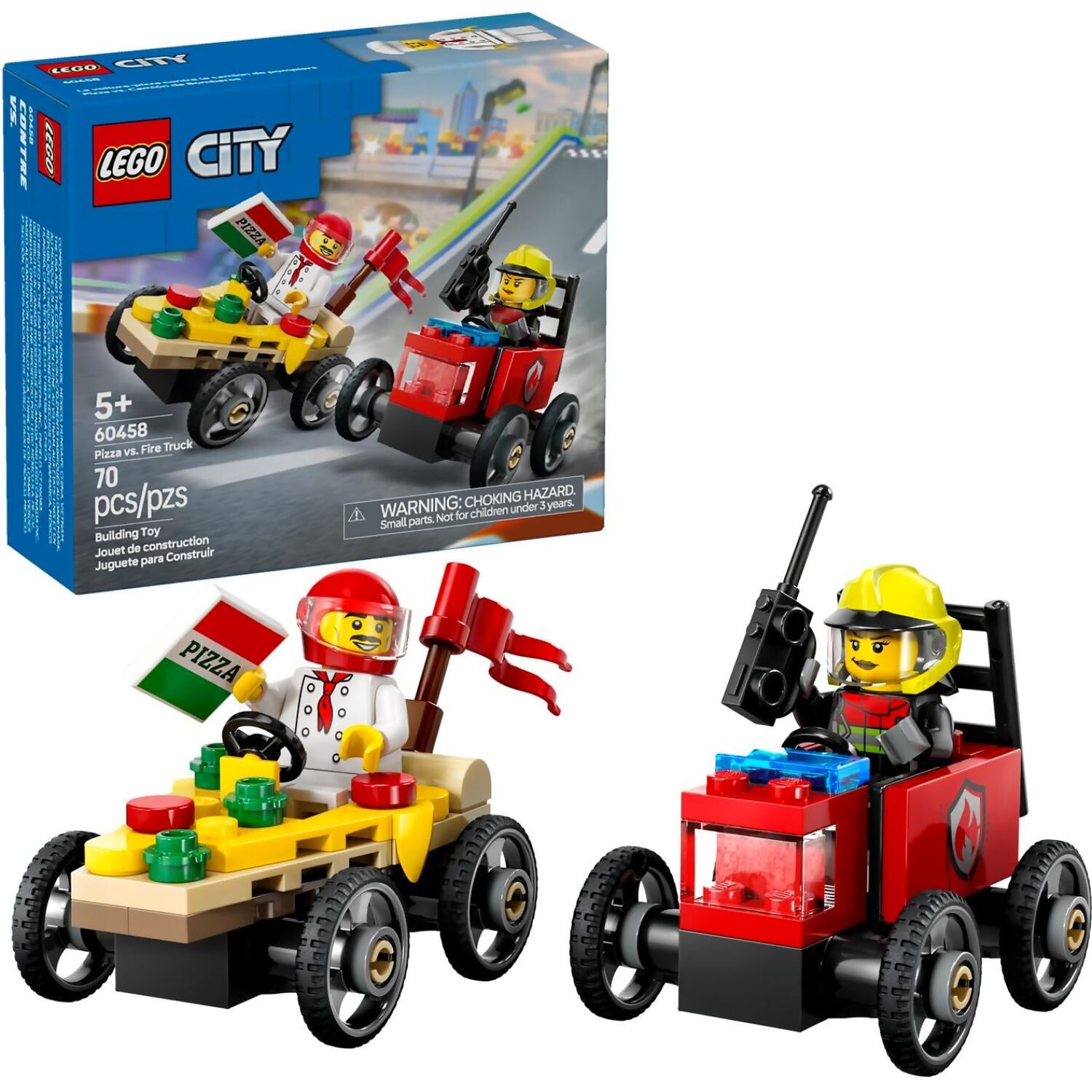 LEGO® 60458 Pizza Vs. Fire Truck Race Car Pack - City