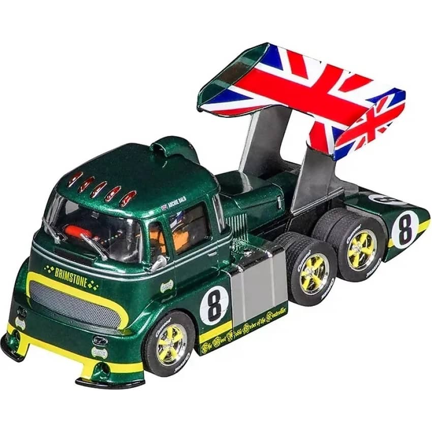 CARRERA - DIGITAL 1:32 - RACETRUCK CABOVER BRITISH RACING GREEN NO.8 - SLOT CAR ALSO SUITS SCALEXTRIC