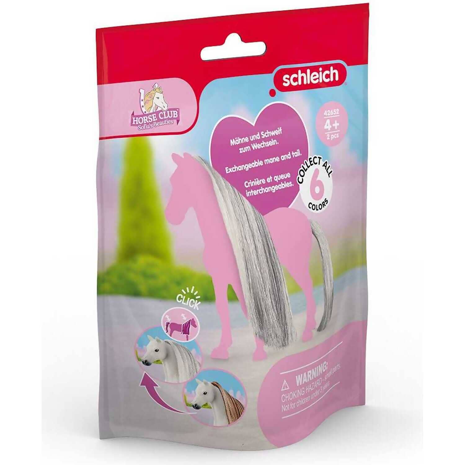 Schleich - Tail & Mane Hair Beauty Grey Horse Club Animal Figurine Accessory