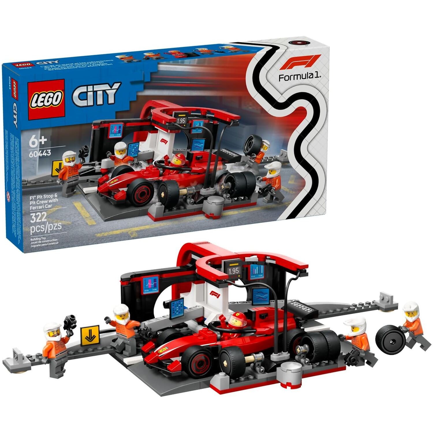 LEGO® 60443 F1 Pit Stop & Pit Crew with Ferrari Car - City