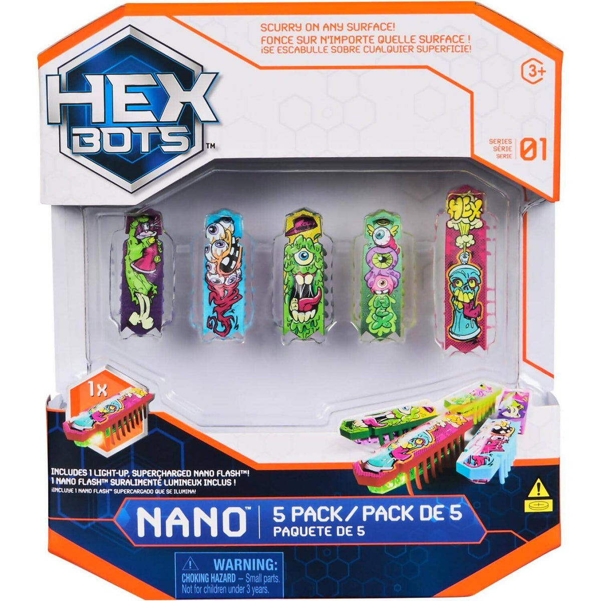 Hex Bots - Nano 5 Pack  4 Nano Bugs With Bonus Flash Nano
