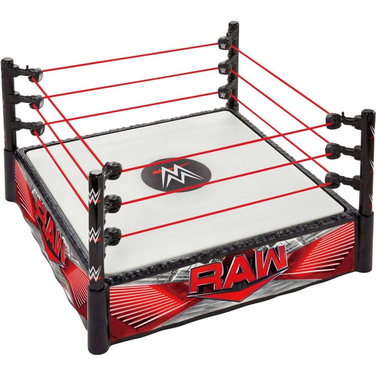 WWE- Superstar Ring With Labels For Main Event & Raw Spring-loaded With Elastic Ring Ropes