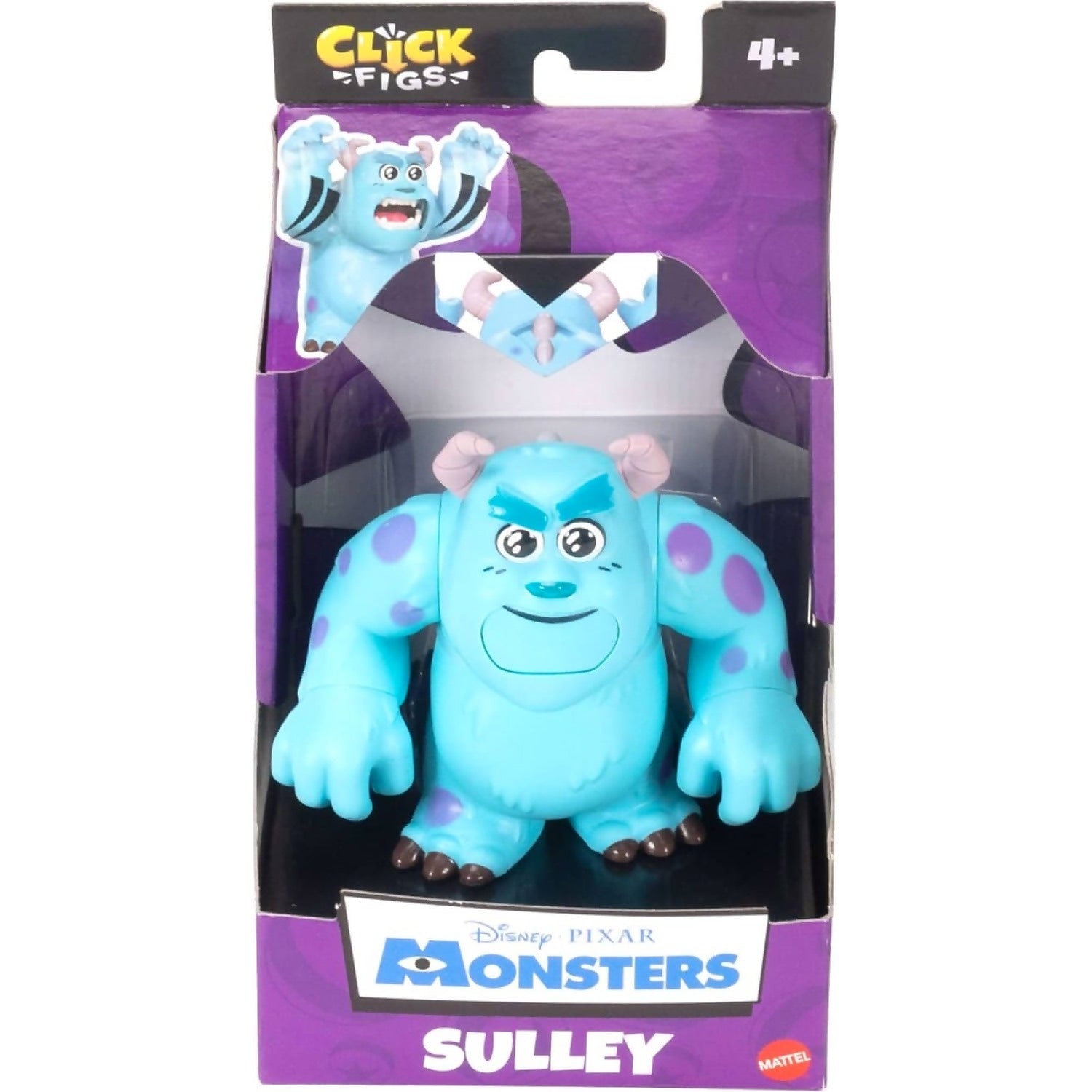 Disney Pixar - Click Figs Sulley Monsters Inc James P Sullivan Small Movie Toy With Pop Up Action Move