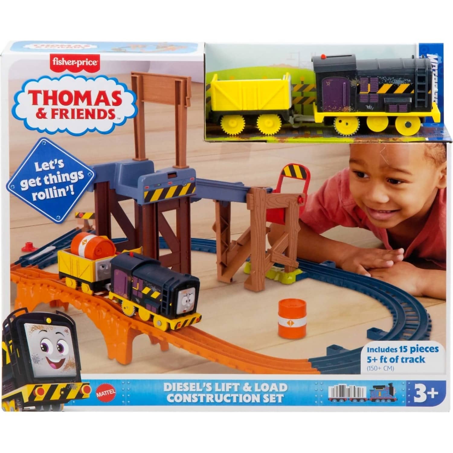 Fisher-Price - Thomas & Friends Diesel's Lift & Load Construction Set Motorized Toy Train With Track & Cargo