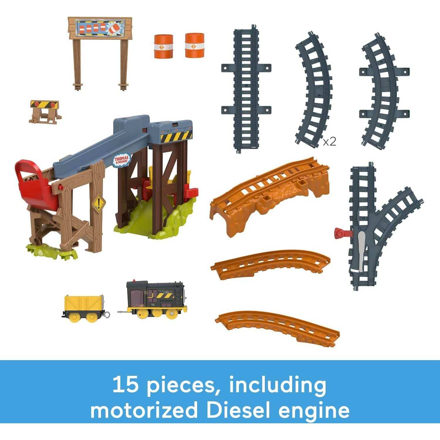 Fisher-Price - Thomas & Friends Diesel's Lift & Load Construction Set Motorized Toy Train With Track & Cargo