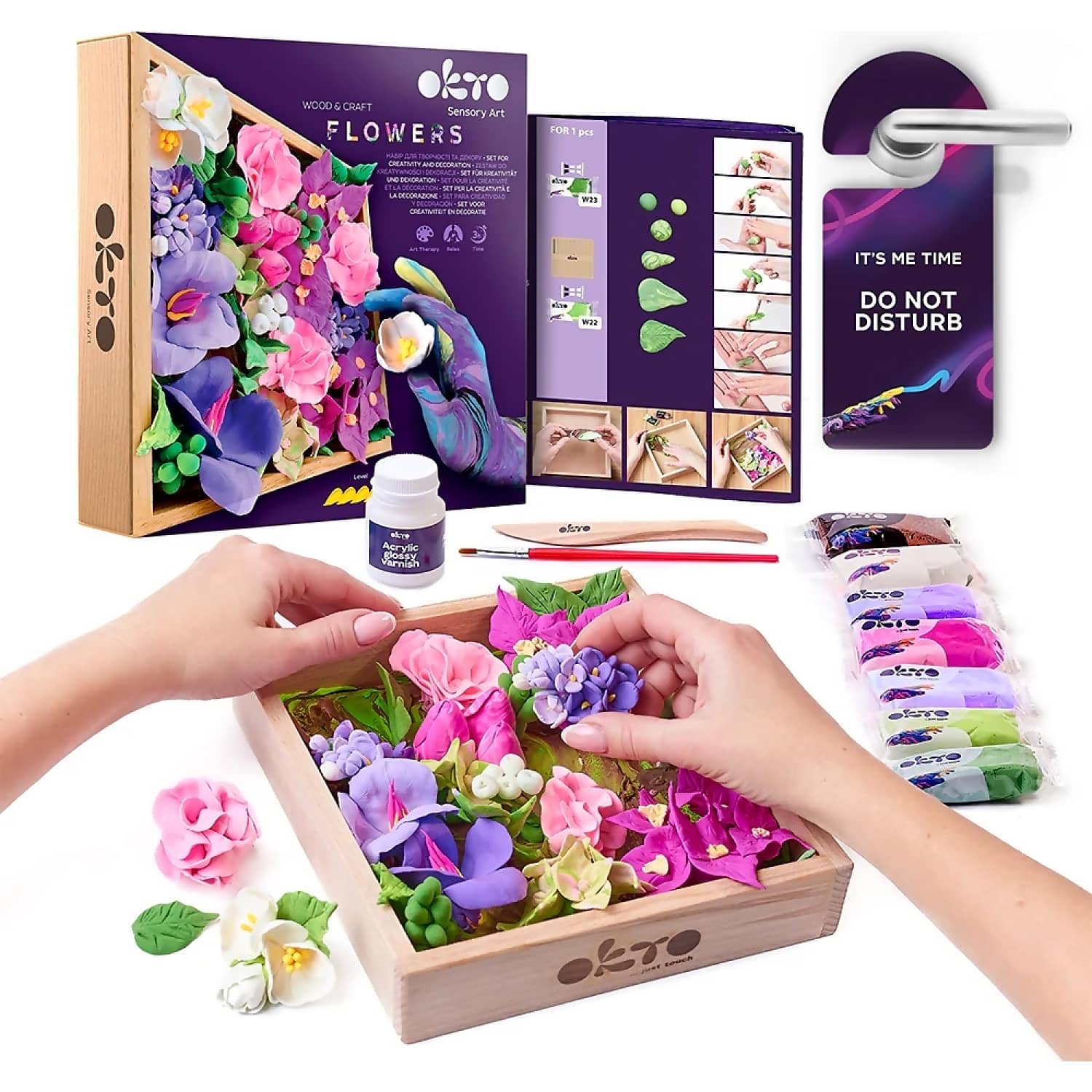 OKTO - Sensory Art - Wood & Craft DIY 3D Flowers Inspiration 21cm x 21cm