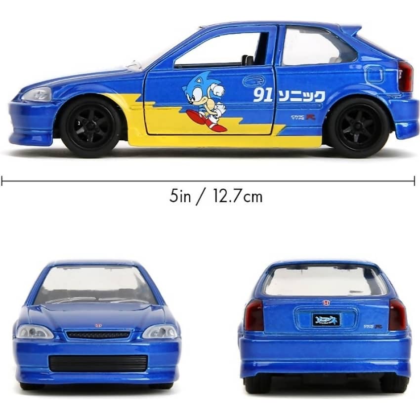 JADA TOYS - SONIC THE HEDGEHOG 1997 HONDA CIVIC TYPE-R 1:32 SCALE DIECAST VEHICLE