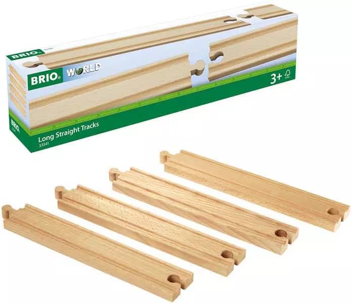 BRIO World - Wooden Train Tracks Long Straight Tracks 4pce