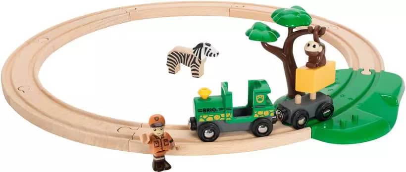 BRIO World - Wooden Train Set Safari Railway Set 17pce
