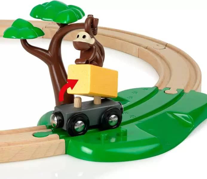 BRIO World - Wooden Train Set Safari Railway Set 17pce