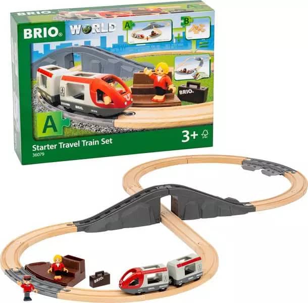 BRIO World - Wooden Train Set Starter Travel Train Set 22pce