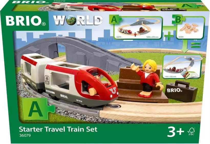 BRIO World - Wooden Train Set Starter Travel Train Set 22pce