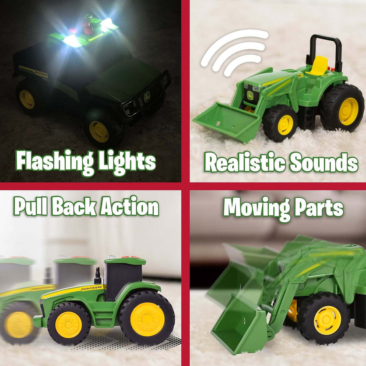 John Deere - Kids - Mini Farm Vehicles 3 Pack  with Lights & Sounds!